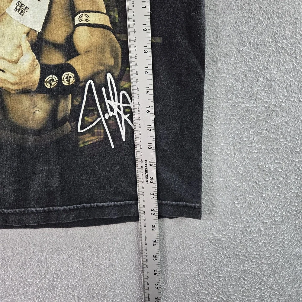 VINTAGE WWE By Hybrid‎ Boy  Shirt MEDIUM Black Graphic John Cena Short Sleeve